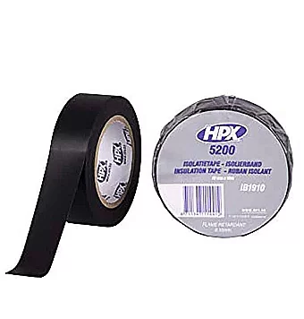 Isolierbandrolle für Kabel und Anschlüsse. 15mmx10m. Farbe Schwarz HPX5200