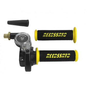 Puño de gas rapido Accossato Racing con puños amarillos
